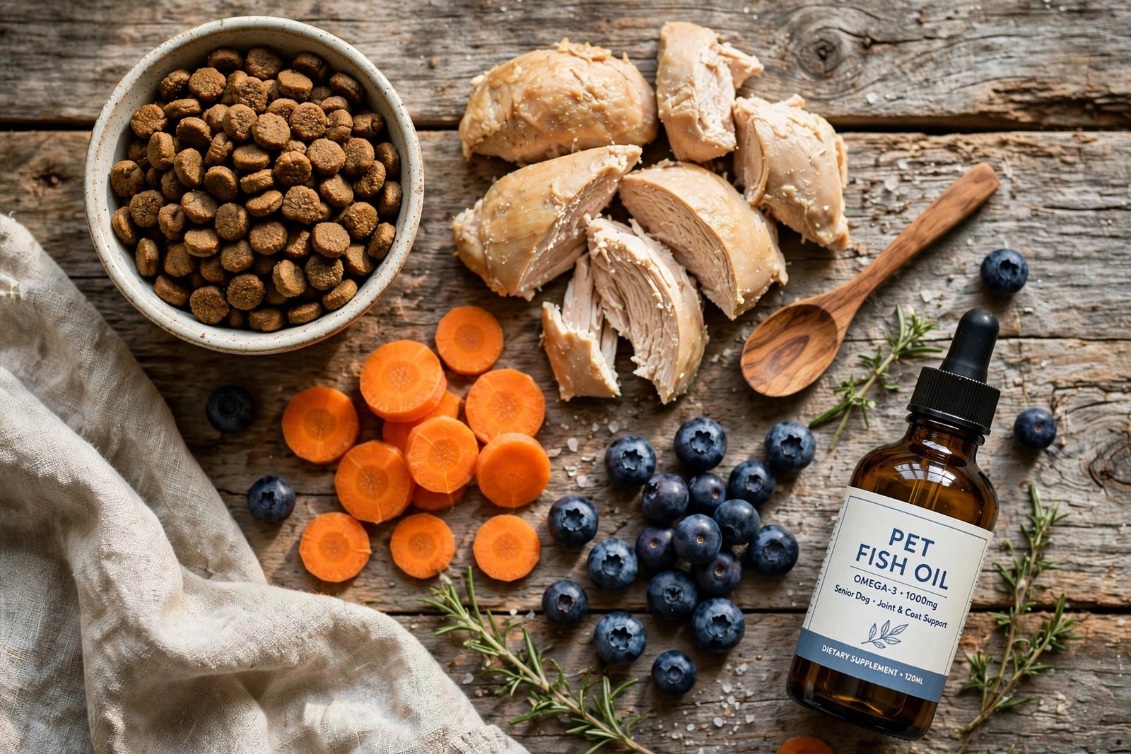 Healthy senior dog meal ingredients
